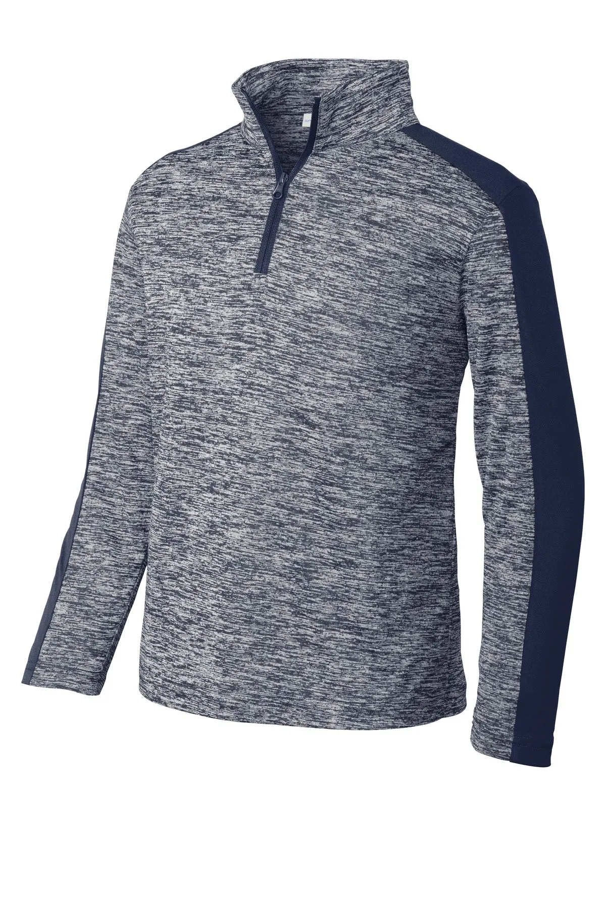 Sport-Tek  Youth PosiCharge  Electric Heather Colorblock 1/4-Zip Pullover. YST397 True Navy Electric/ True Navy