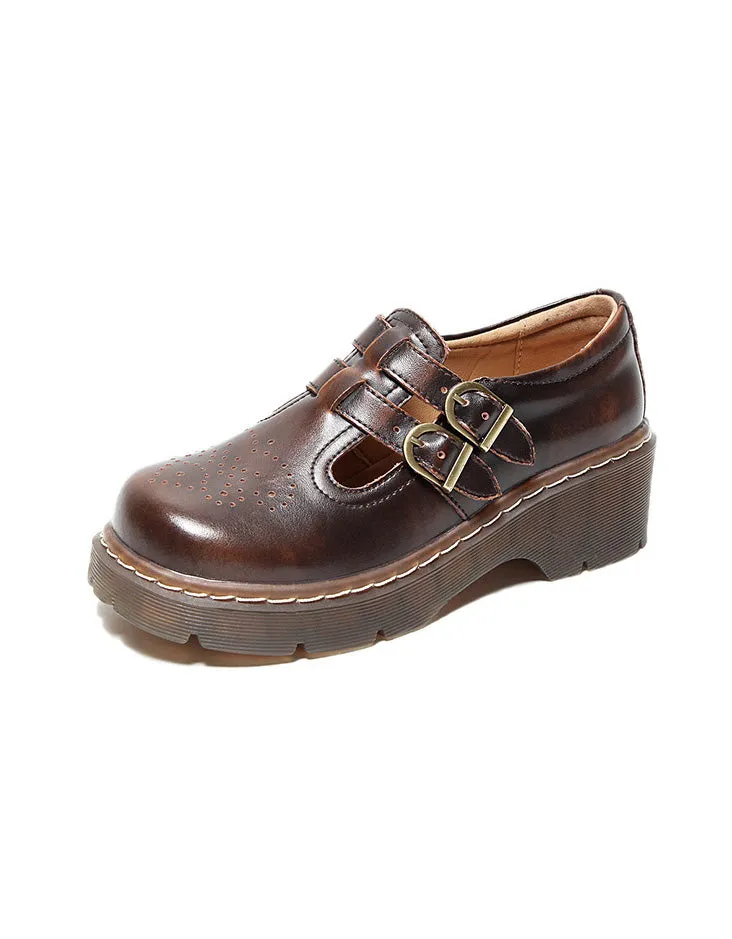 Spring Double-buckles Thick Heel Mary Jane Shoes 34-42