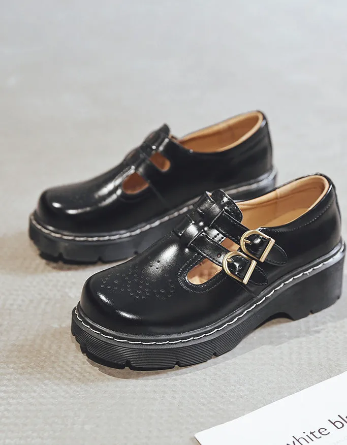 Spring Double-buckles Thick Heel Mary Jane Shoes 34-42