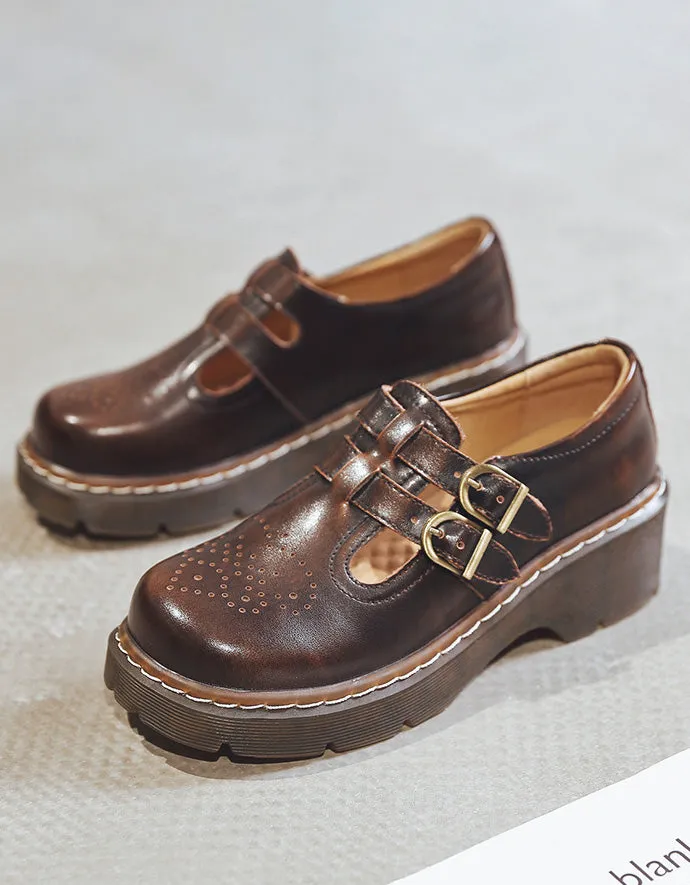 Spring Double-buckles Thick Heel Mary Jane Shoes 34-42