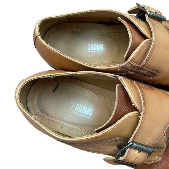 STACY ADAMS SAXTON WINGTIP MONK STRAP 25178 COGNAC/TAN SMOOTH LEATHER