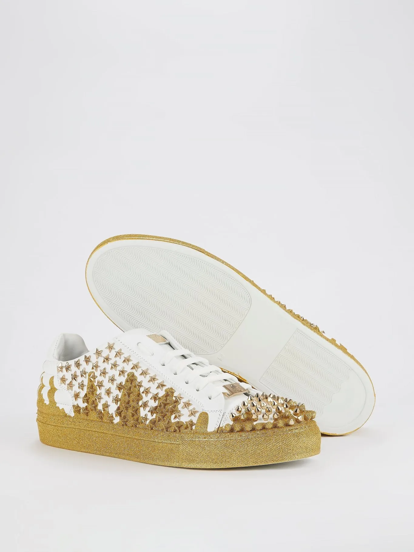 Start Studded Glitter Gold Sneakers
