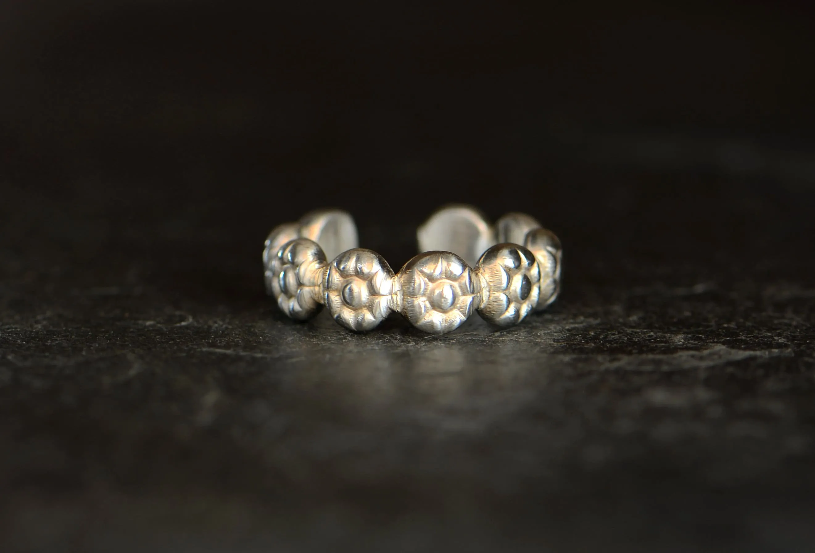 Sterling silver toe ring with flower design
