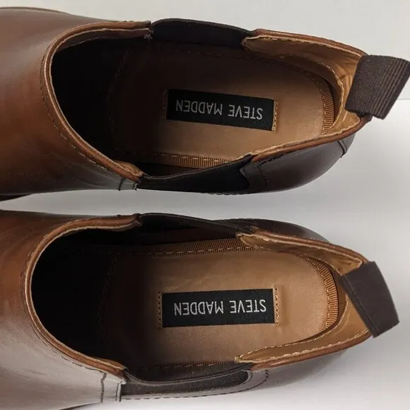 Steve Madden Aben Chelsea Boots, Tan Leather, Men's 9.5 M