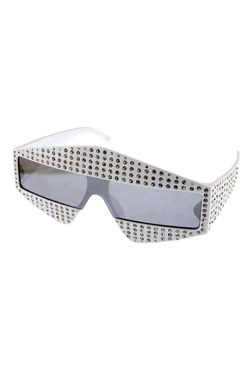 Studded Pointed Rectangular Sunglasses