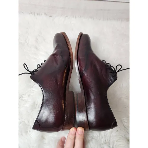 Studio Belvedere Mens Oxford Dress Shoes Red Burgundy Leather Wingtip Brazil 9.5