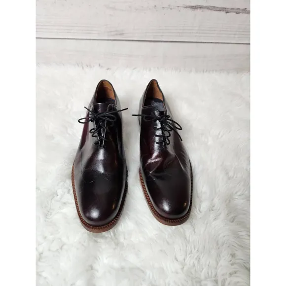Studio Belvedere Mens Oxford Dress Shoes Red Burgundy Leather Wingtip Brazil 9.5