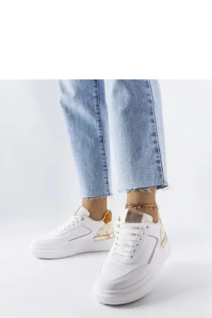 Stylish white sneakers with beige inserts