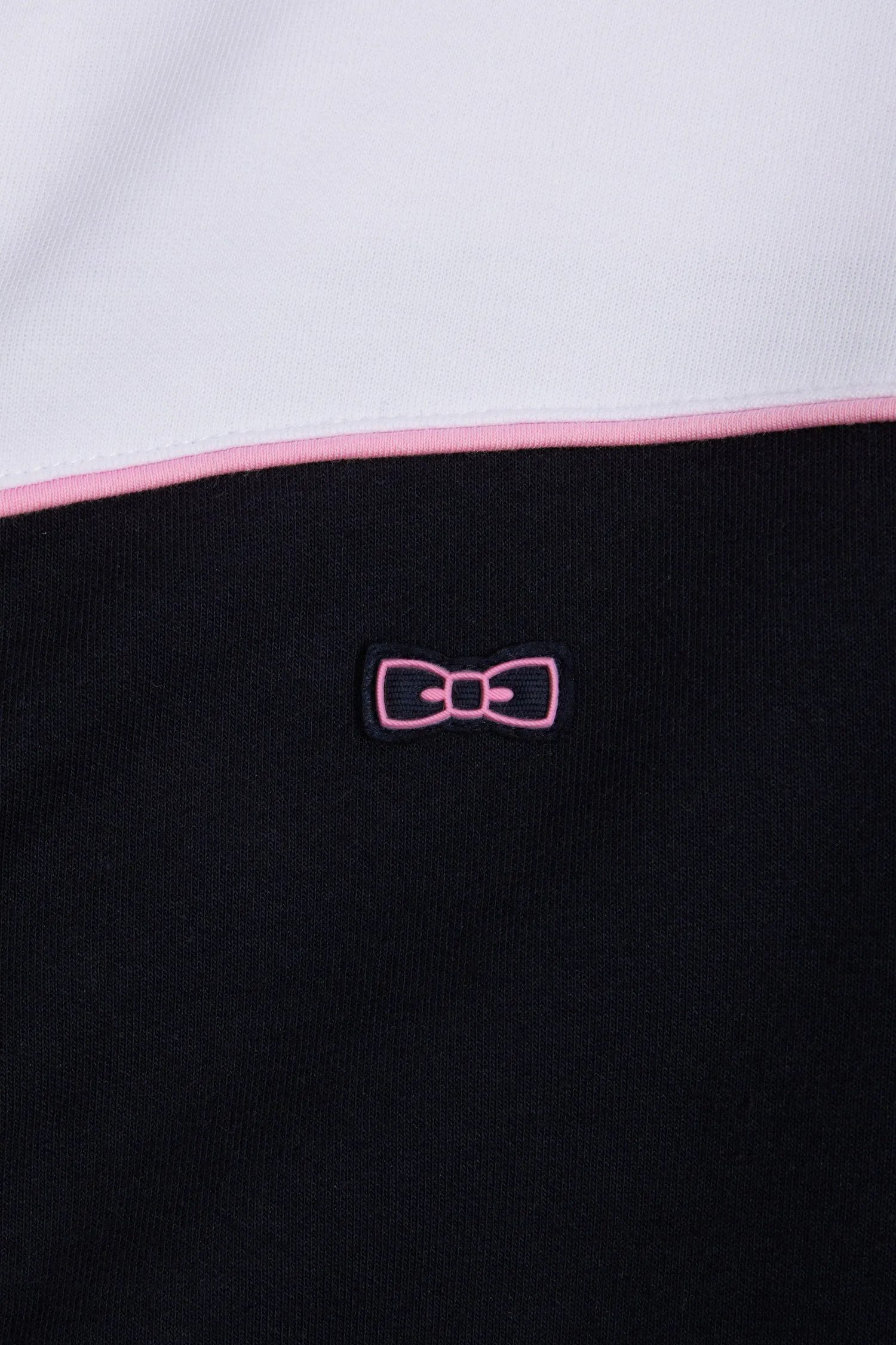 Sweatshirt zippé à capuche en coton marine et blanc coupe droite