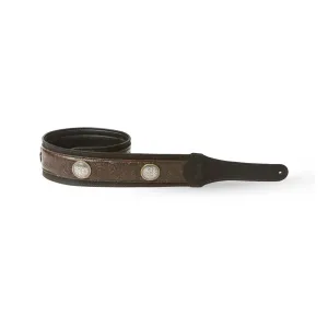 Taylor Grand Pacific Leather Guitar Strap, Black/Nickel Concho,3inch