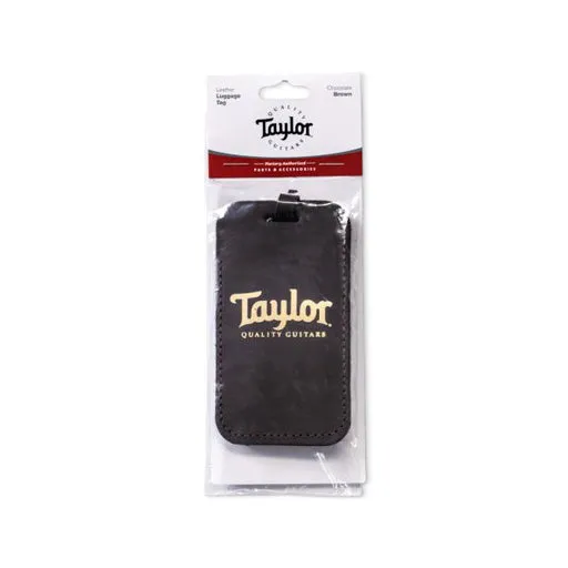 Taylor Leather Luggage Tag, Chocolate Brown w/Gold Logo