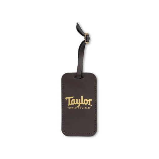 Taylor Leather Luggage Tag, Chocolate Brown w/Gold Logo