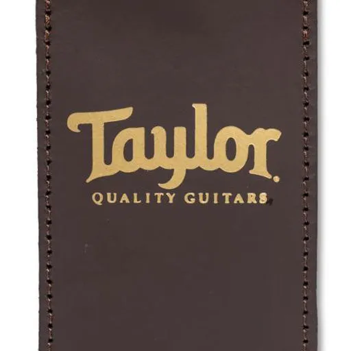 Taylor Leather Luggage Tag, Chocolate Brown w/Gold Logo