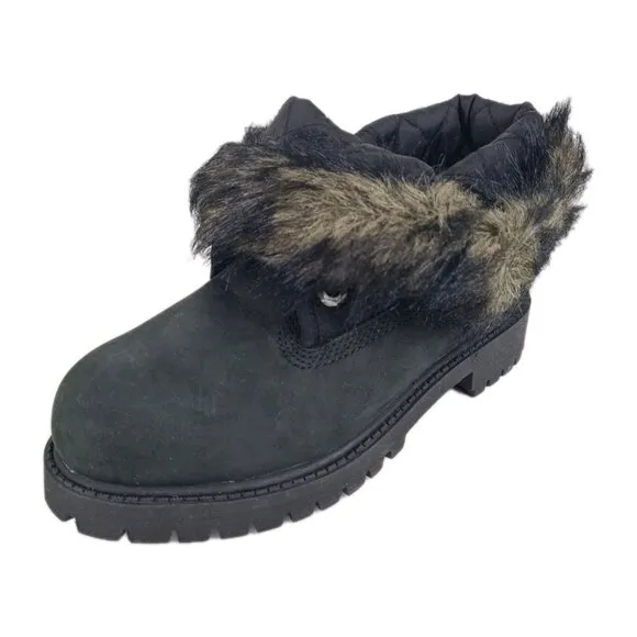 Timberland Roll Top Snorkel Boots Little Kids Black Leather