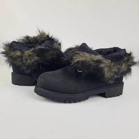 Timberland Roll Top Snorkel Boots Little Kids Black Leather