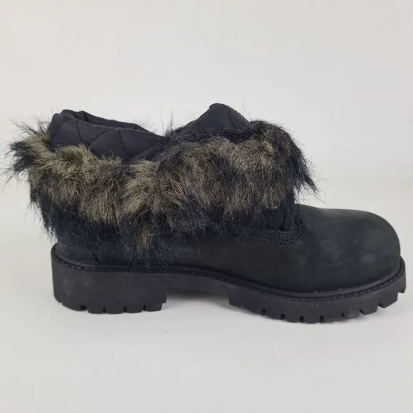 Timberland Roll Top Snorkel Boots Little Kids Black Leather
