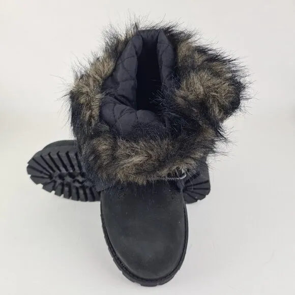 Timberland Roll Top Snorkel Boots Little Kids Black Leather
