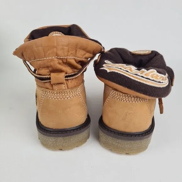 Timberland Script Roll Top Boots Little Kids Wheat Leather SZ 12 Rare