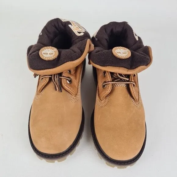 Timberland Script Roll Top Boots Little Kids Wheat Leather SZ 12 Rare
