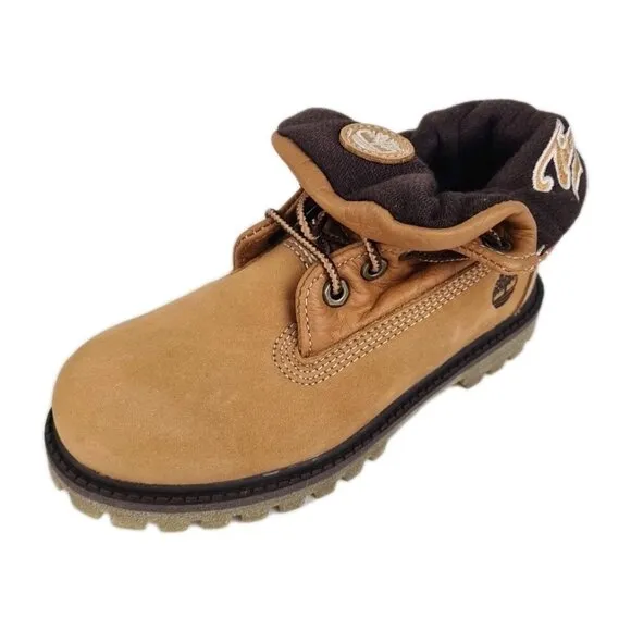 Timberland Script Roll Top Boots Little Kids Wheat Leather SZ 12 Rare