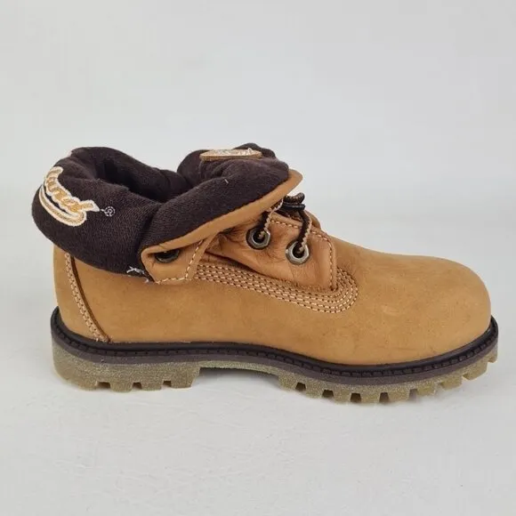 Timberland Script Roll Top Boots Little Kids Wheat Leather SZ 12 Rare