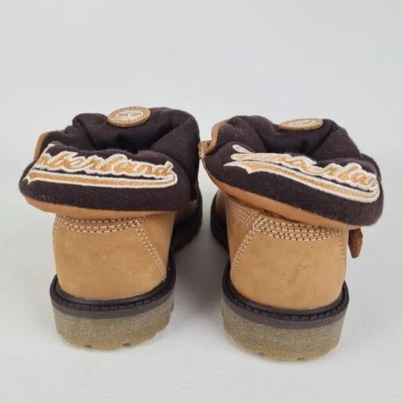 Timberland Script Roll Top Boots Little Kids Wheat Leather SZ 12 Rare