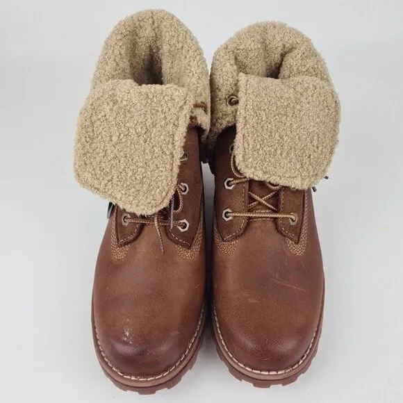 Timberland Shearling Boots TB050819 Waterproof Brown Leather Little Kids Size 2