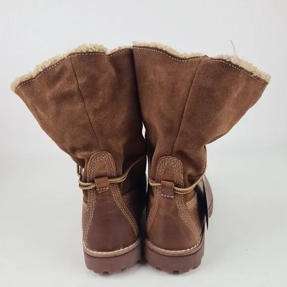 Timberland Shearling Boots TB050819 Waterproof Brown Leather Little Kids Size 2