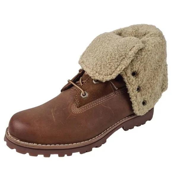 Timberland Shearling Boots TB050819 Waterproof Brown Leather Little Kids Size 2