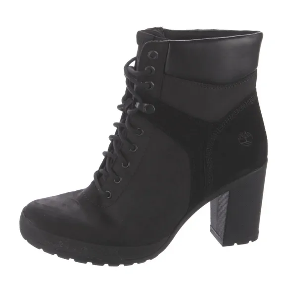 Timberland Women's Heeled Black Leather / Suede Ankle Bootie. Size‎ 7