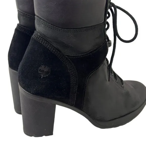 Timberland Women's Heeled Black Leather / Suede Ankle Bootie. Size‎ 7