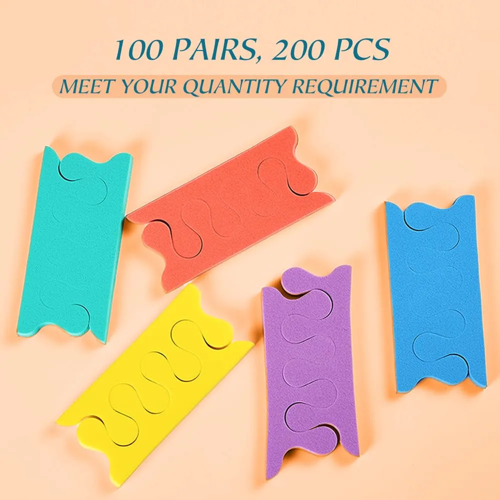 Toe Separator Pedicure Toe Separators Foam Bulk,200 PCS (100 Pairs) Toe Separators Pedicure for Nail Polish Nail Salon,For Women & Girls