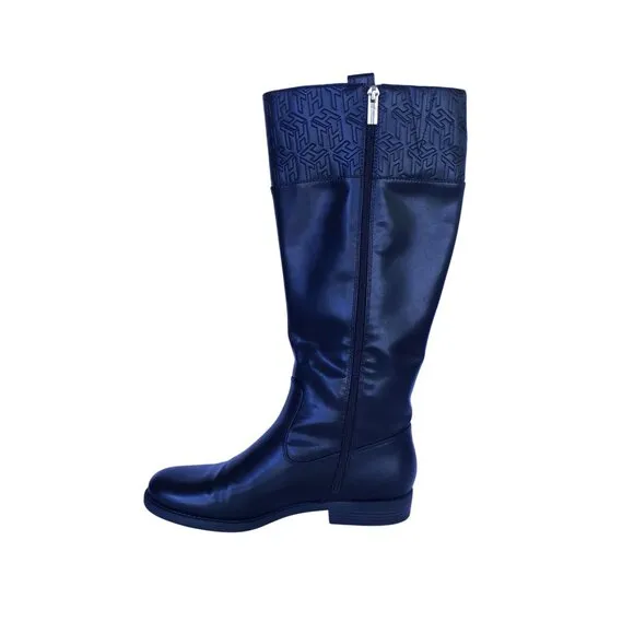 Tommy Hilfiger Womens Black Leather Knee-High Riding Boots Size 8.5‎