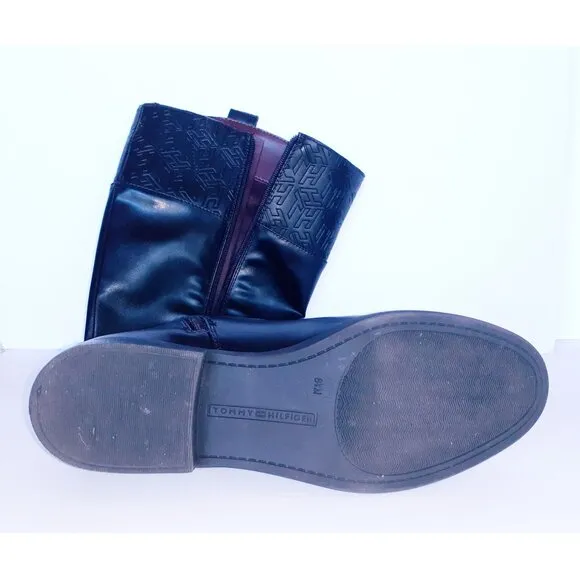 Tommy Hilfiger Womens Black Leather Knee-High Riding Boots Size 8.5‎