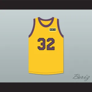 Tommy Strawn 32 Yellow Basketball Jersey with Martin Patch