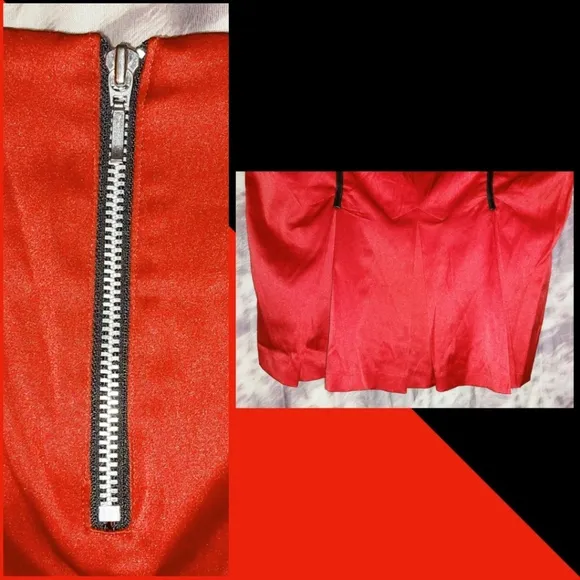 Torrid brand Red w/Black Faux Leather Trim Soft Satin Knit Pencil Skirt Sz 18