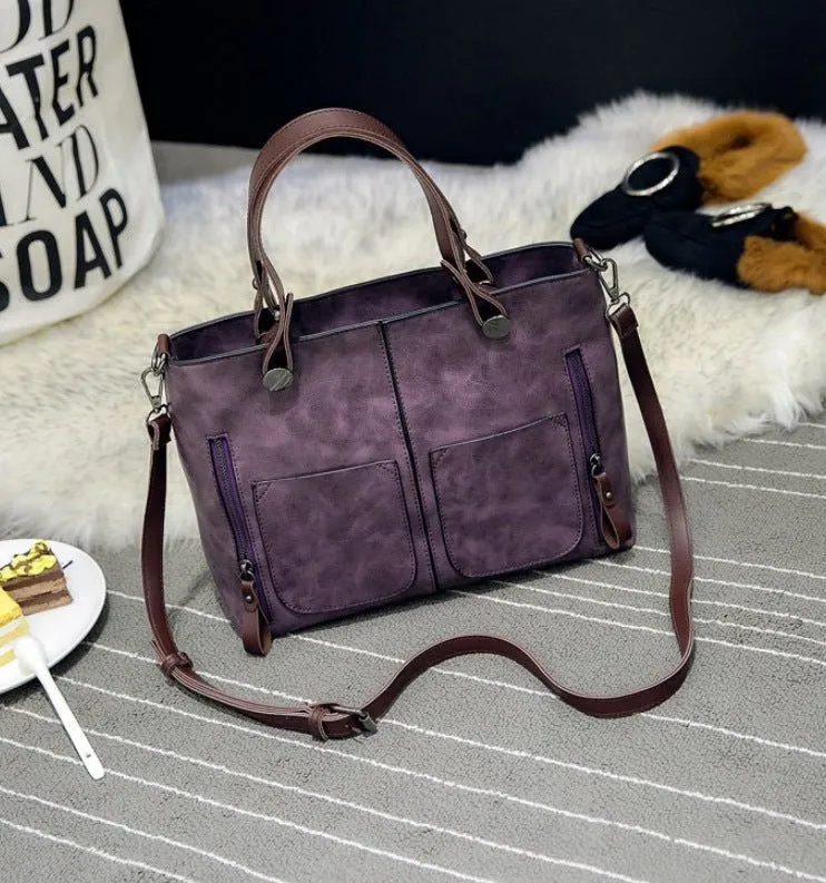 Tote Bag – Large Capacity Faux Leather – Retro Everyday Style