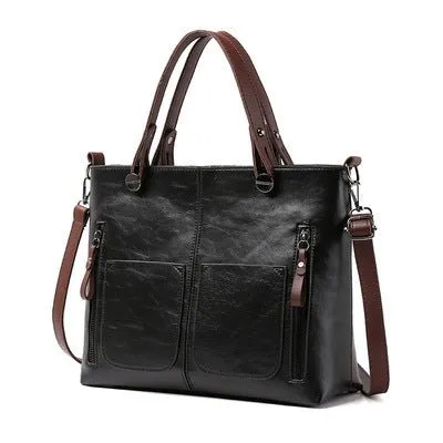Tote Bag – Large Capacity Faux Leather – Retro Everyday Style