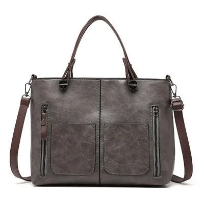 Tote Bag – Large Capacity Faux Leather – Retro Everyday Style