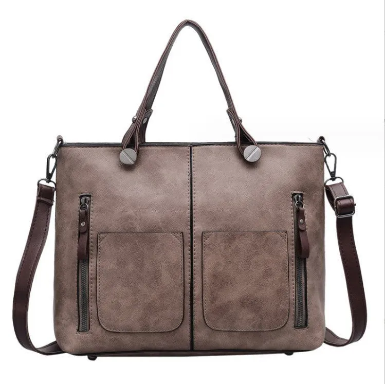 Tote Bag – Large Capacity Faux Leather – Retro Everyday Style