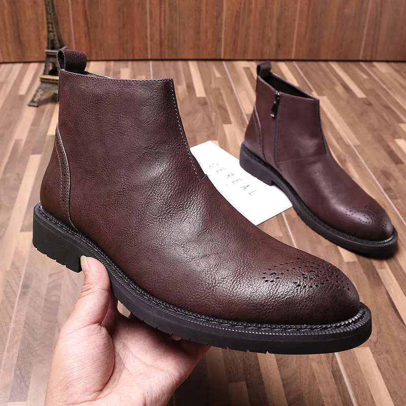Trend Martin Boots Men's Fashion Tooling Boots Mid-Cut Shoes