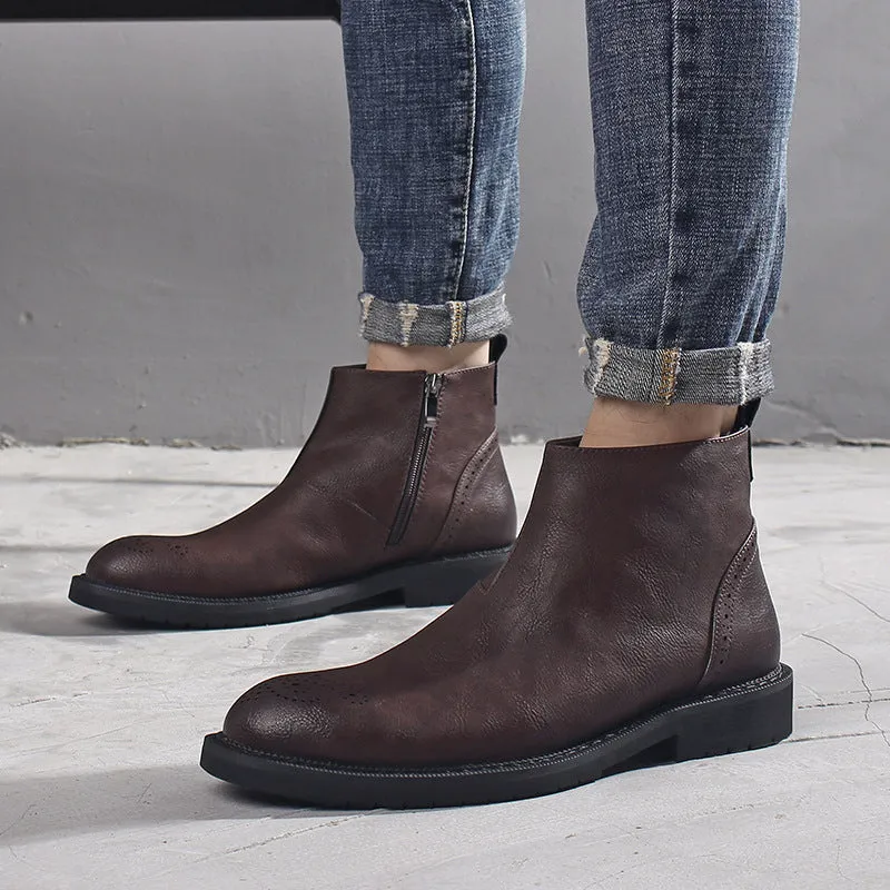 Trend Martin Boots Men's Fashion Tooling Boots Mid-Cut Shoes