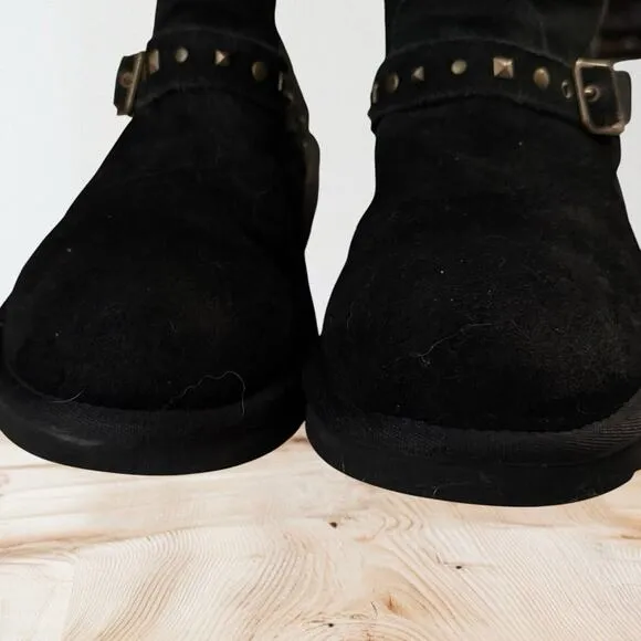 Ugg Black Suede Leather Sherpa Studded Boots Size 5 US 35 Euro Girls or Womens