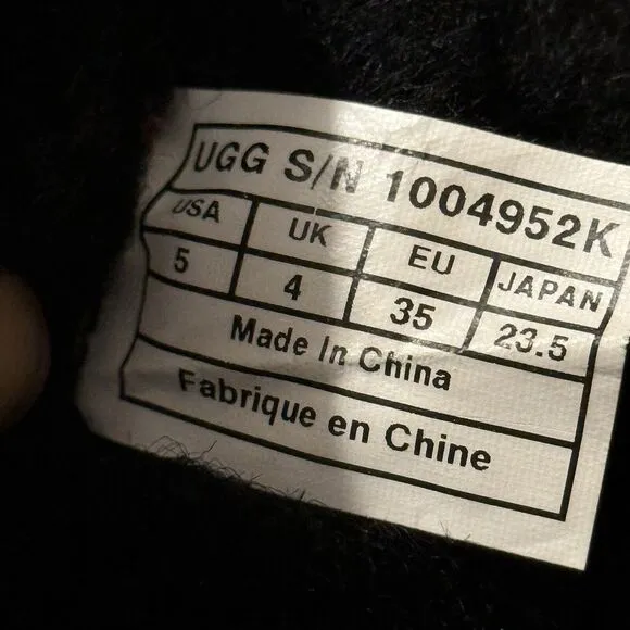 Ugg Black Suede Leather Sherpa Studded Boots Size 5 US 35 Euro Girls or Womens