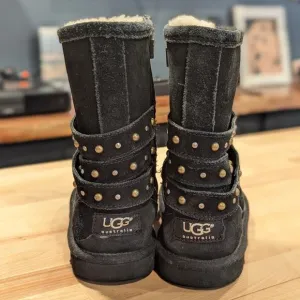 UGG Clovis Studded Zip Boot Black Size 1 Kid
