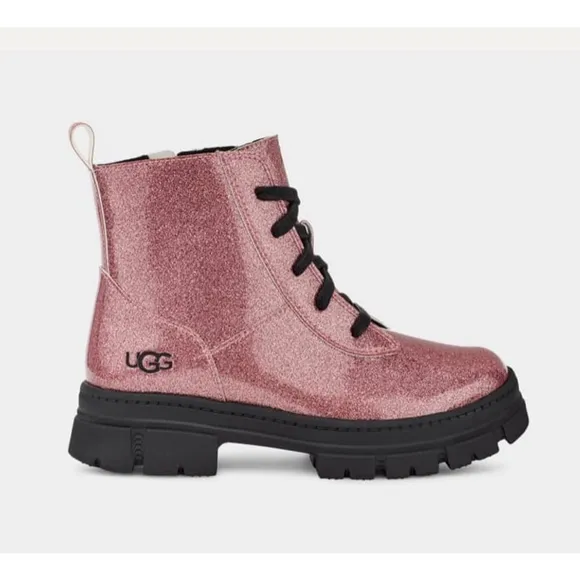 UGG - KIDS ASHTON LACE UP GLITTER ANKLE BOOTS