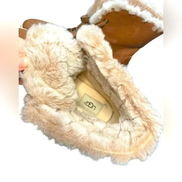UGG starlyn high top leather sneakers | UGG leather boots with fur | size 7
