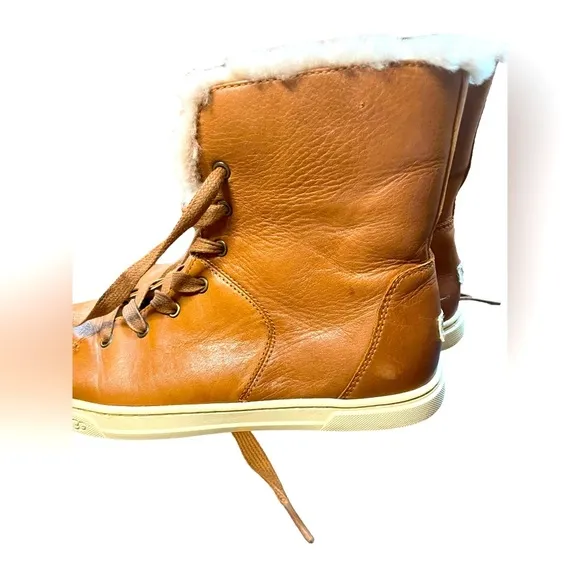 UGG starlyn high top leather sneakers | UGG leather boots with fur | size 7