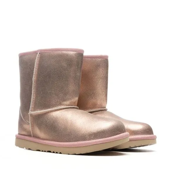 UGG Kids CLASSIC II BOOT METALLIC GLITTER - ROSE GOLD Size 7 or Women’s 8 or 9