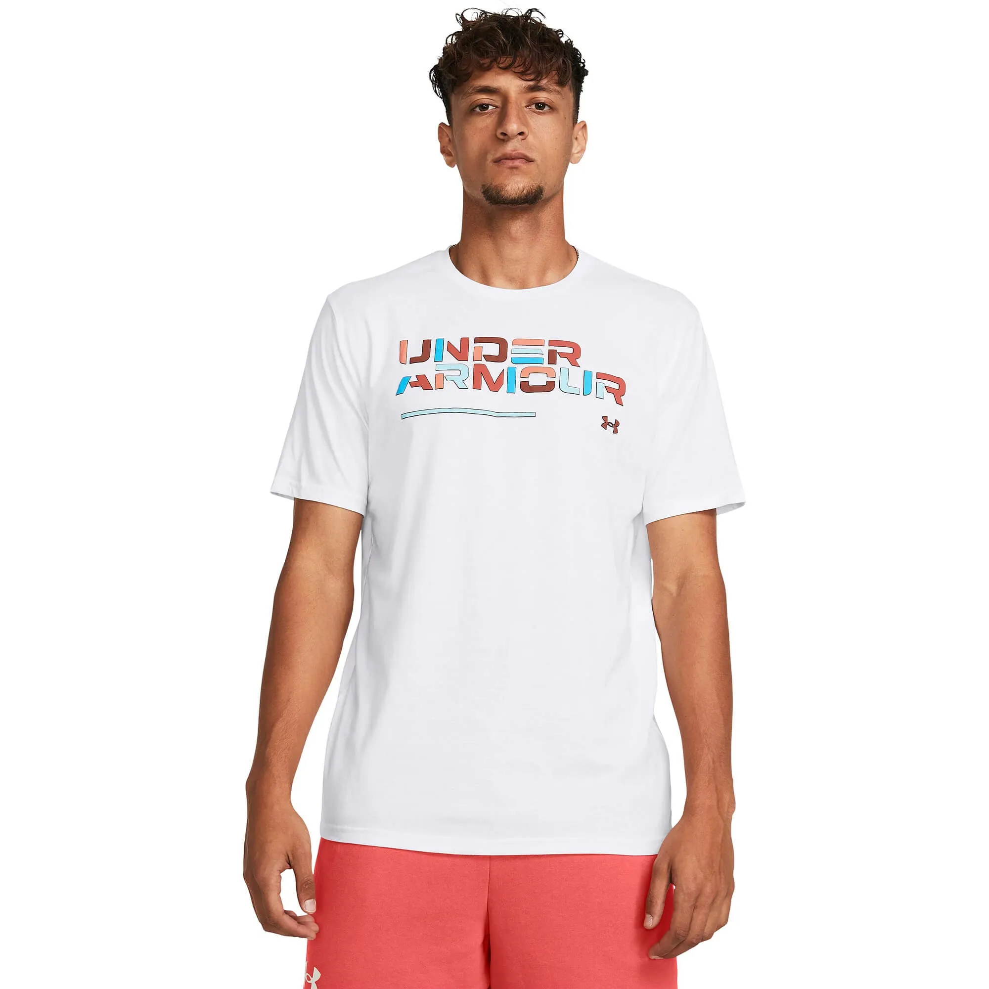 Under Armour UA Colorblock Wordmark SS White